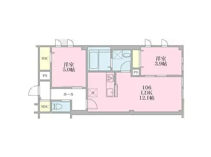 QUEEN PARK(2LDK/1階)の間取り写真