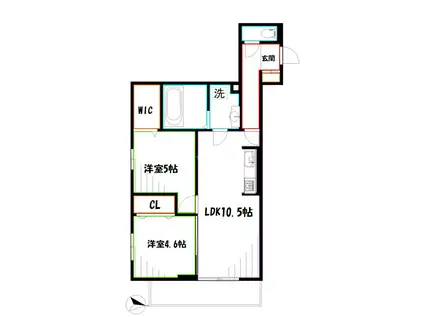 オーヴェスト深大寺(2LDK/3階)の間取り写真