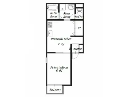 セジュール桜井(1DK/2階)の間取り写真