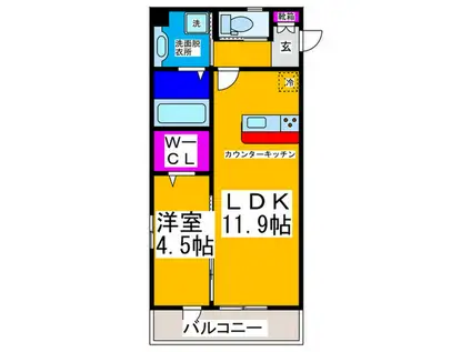 ディールーチェ中百舌鳥(1LDK/1階)の間取り写真