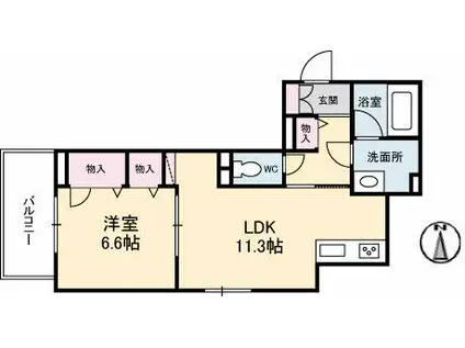 シャーメゾンステージ宇品東(1LDK/2階)の間取り写真