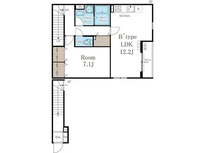 リブリ・長尾(1LDK/2階)の間取り写真