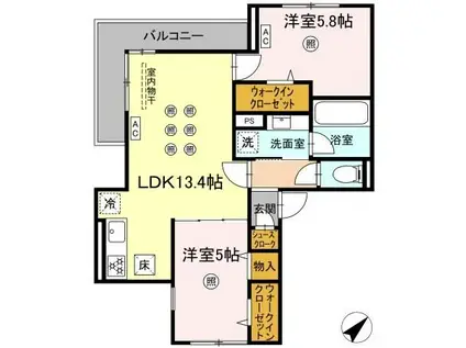 D-RESIDENCE光丘町A(2LDK/2階)の間取り写真