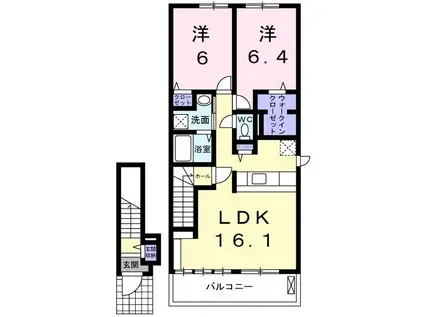 アユール タイム(2LDK/2階)の間取り写真