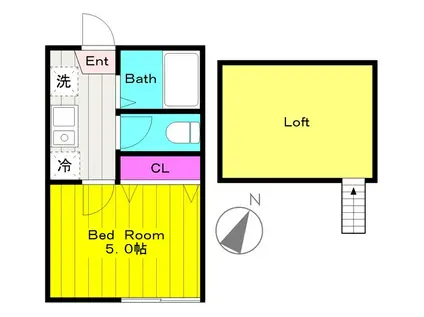 CONFORT(1K/2階)の間取り写真