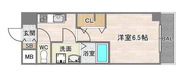 ES-GRANDE長居パークフロント(1K/8階)の間取り写真