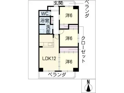 パークサイド雁宿2号館(3LDK/4階)の間取り写真