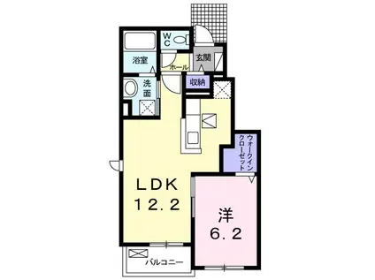 サンリット北野II(1LDK/1階)の間取り写真