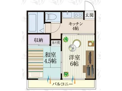 BCASA深谷RE-BORN(2K/2階)の間取り写真