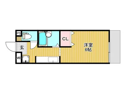 ふらっと・はま(1K/1階)の間取り写真
