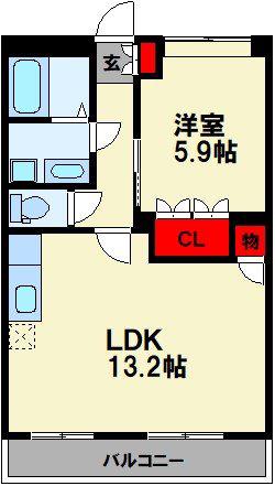 ローザブランカ(1LDK/1階)の間取り写真