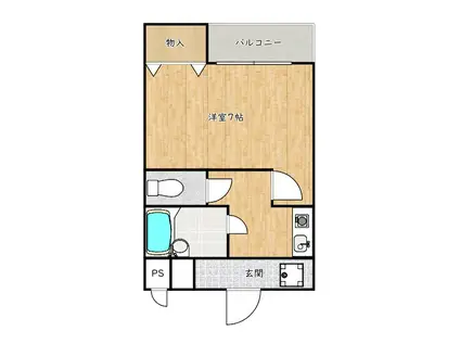 ルミエールS(1K/4階)の間取り写真