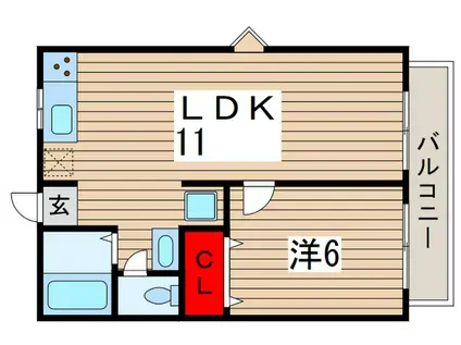 アーク稲毛(1LDK/2階)の間取り写真