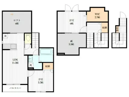 ベルリードメイプル(2SLDK/2階)の間取り写真