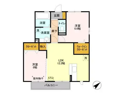 ビッグベン・ラピス(2LDK/2階)の間取り写真