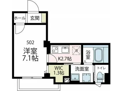 アベニールボナール(1K/5階)の間取り写真
