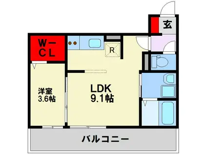 D-ROOMスリースター(1LDK/1階)の間取り写真