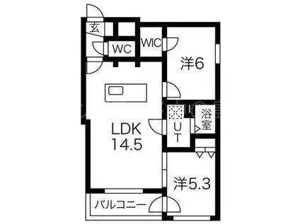 カーサフェリーチェ学園前(2LDK/4階)の間取り写真