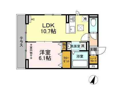 ラ・ヴェール A棟(1LDK/1階)の間取り写真