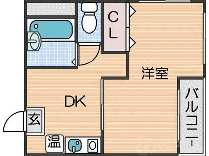 ジェイジェイベース西加賀屋(1DK/1階)の間取り写真