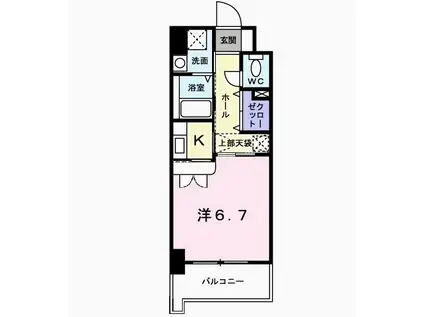 グレイス竹下(1K/4階)の間取り写真