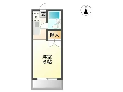 ポスト大元(1K/1階)の間取り写真