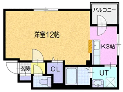 ウエストBLUE(1K/4階)の間取り写真