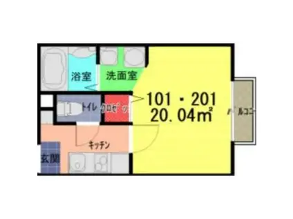 ハイドパーク上尾(ワンルーム/1階)の間取り写真