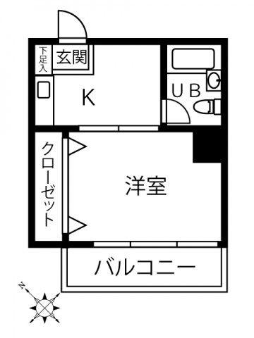 アクティブパレス比治山通(1K/5階)の間取り写真