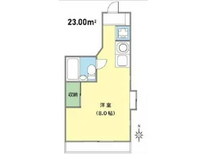 プラムロックハイツ(ワンルーム/2階)の間取り写真