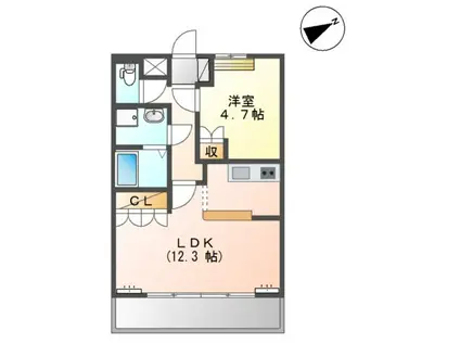 グランディール(1LDK/2階)の間取り写真