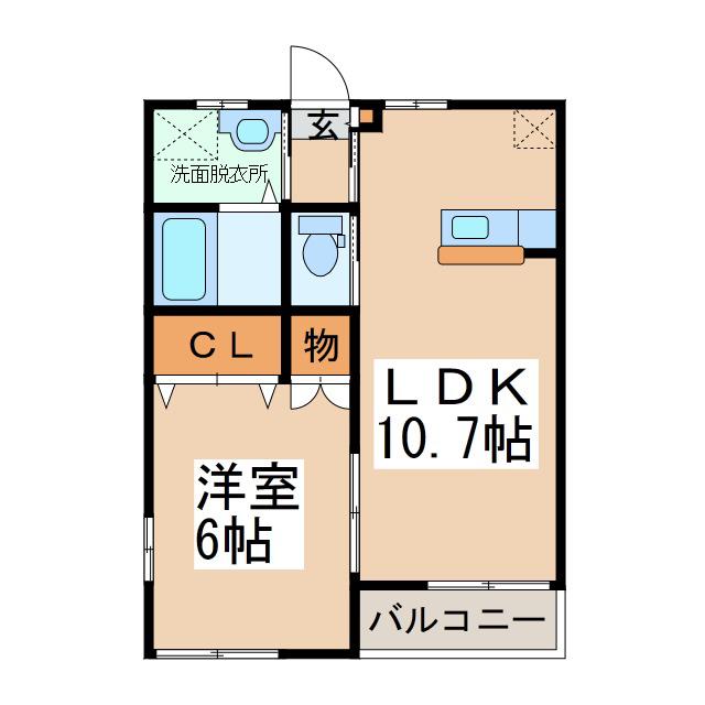 ひまわりハイツC(1LDK/2階)の間取り写真
