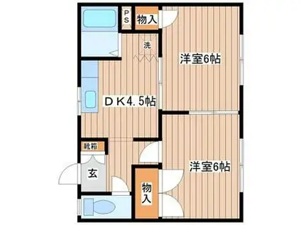 シャンピア菅野A(2DK/1階)の間取り写真