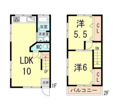 ウララハウスII(2LDK/1階)の間取り写真