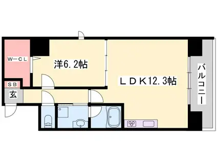 シェーネル・ブラウエン加古川(1LDK/7階)の間取り写真