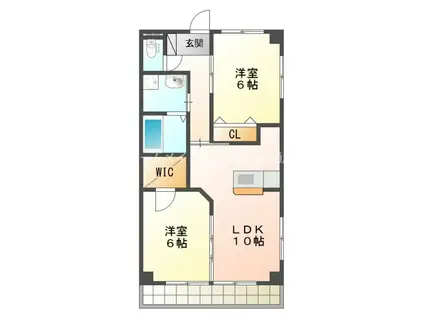 ブロードタウン神野B(2LDK/2階)の間取り写真