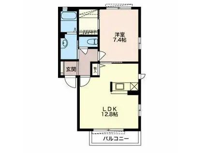 メゾン小倉(1LDK/2階)の間取り写真