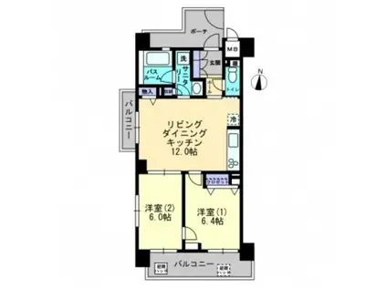 アルファステイツ中庄駅前II(2LDK/8階)の間取り写真