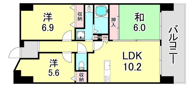 グレーシィ須磨アルテピアⅢ番街2期棟(3LDK/9階)の間取り写真