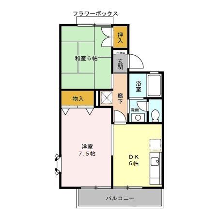 ストークコートN(2DK/1階)の間取り写真