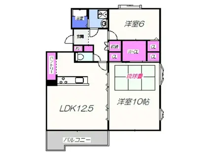カーサセピア(2LDK/2階)の間取り写真