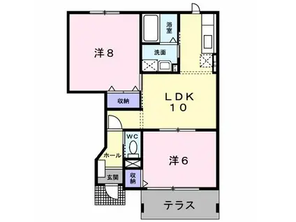 リバティベル2(2LDK/1階)の間取り写真