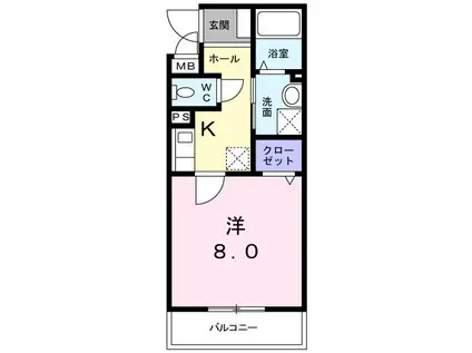 ヴィオレッタ(1K/2階)の間取り写真