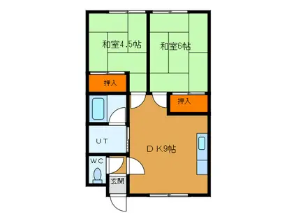 レジデンス真(2DK/2階)の間取り写真