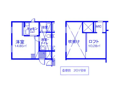 プリマ フェリシア 壱番館(ワンルーム/2階)の間取り写真