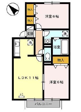 エクレール(2LDK/2階)の間取り写真