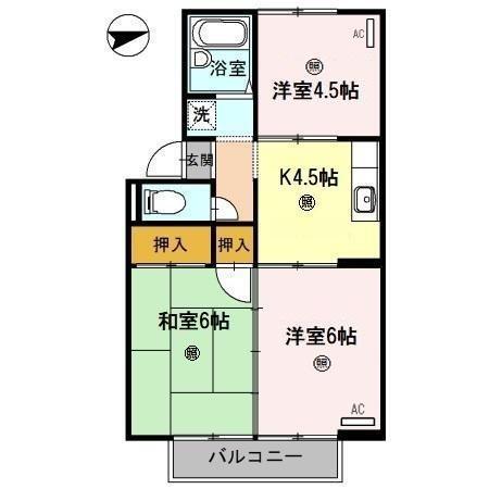 プレジール打田(3K/2階)の間取り写真