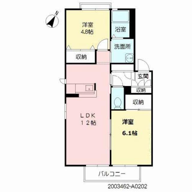 カーサパルコA(2LDK/2階)の間取り写真