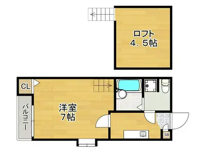 ベネフィスタウン井尻(1K/2階)の間取り写真