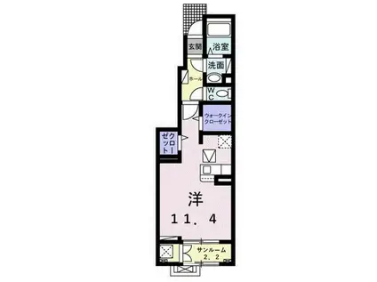 キャトルセゾン(ワンルーム/1階)の間取り写真